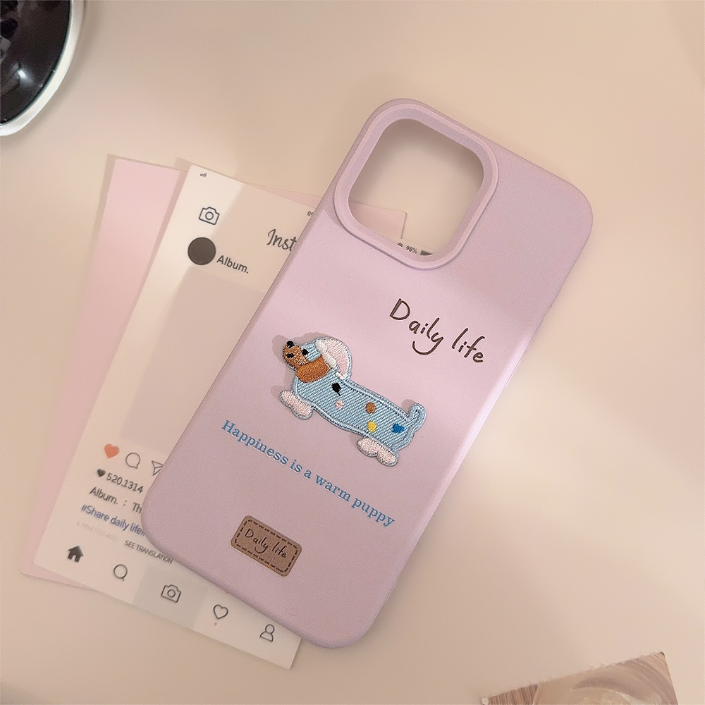 3D Dachshund Silicone Embroidered Phone Case