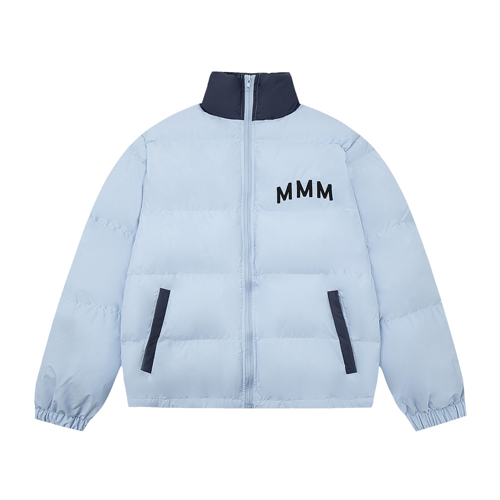 Men's Winter Loose Casual Contrast Color Stand Collar Cotton Coat Jacket