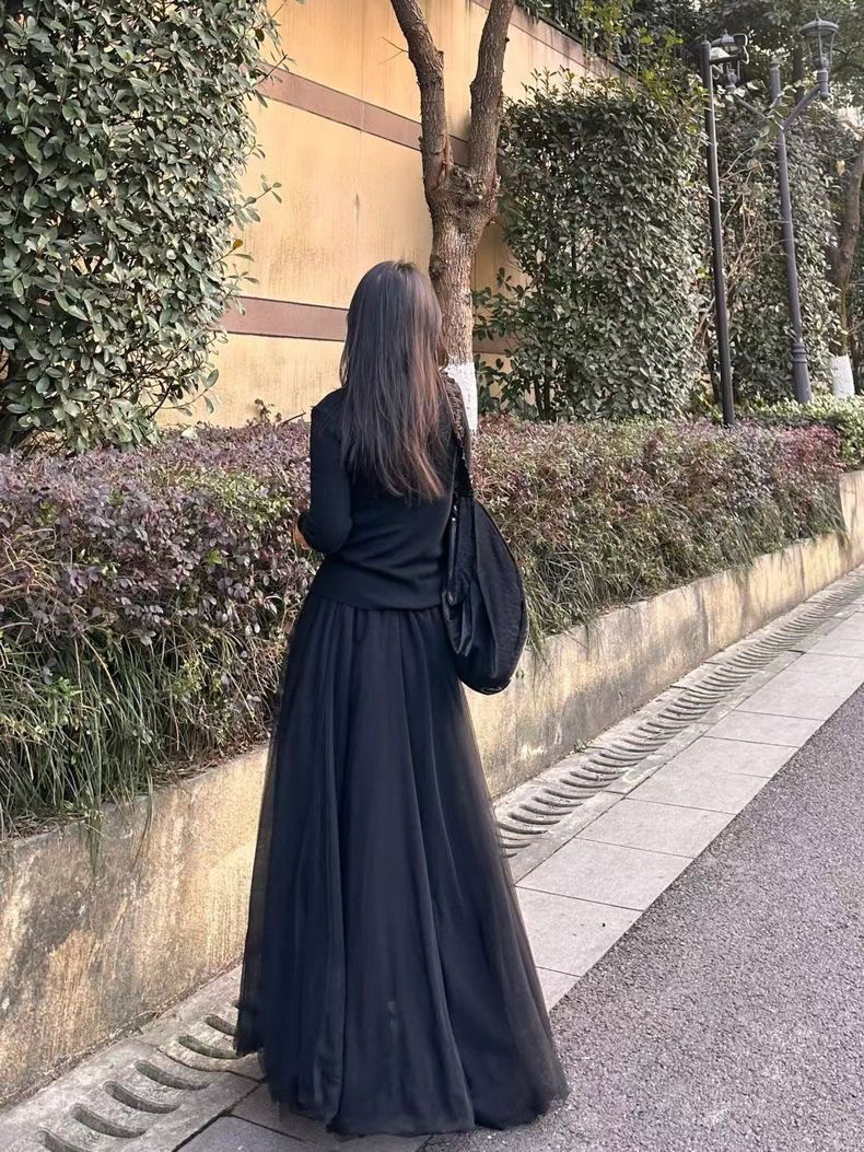 Women's High-waisted Niche Mid-length Mesh Skirt 8