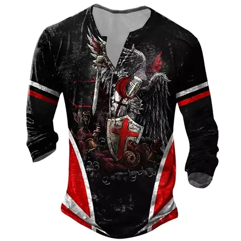 European And American Digital Printing Men's Long-sleeved