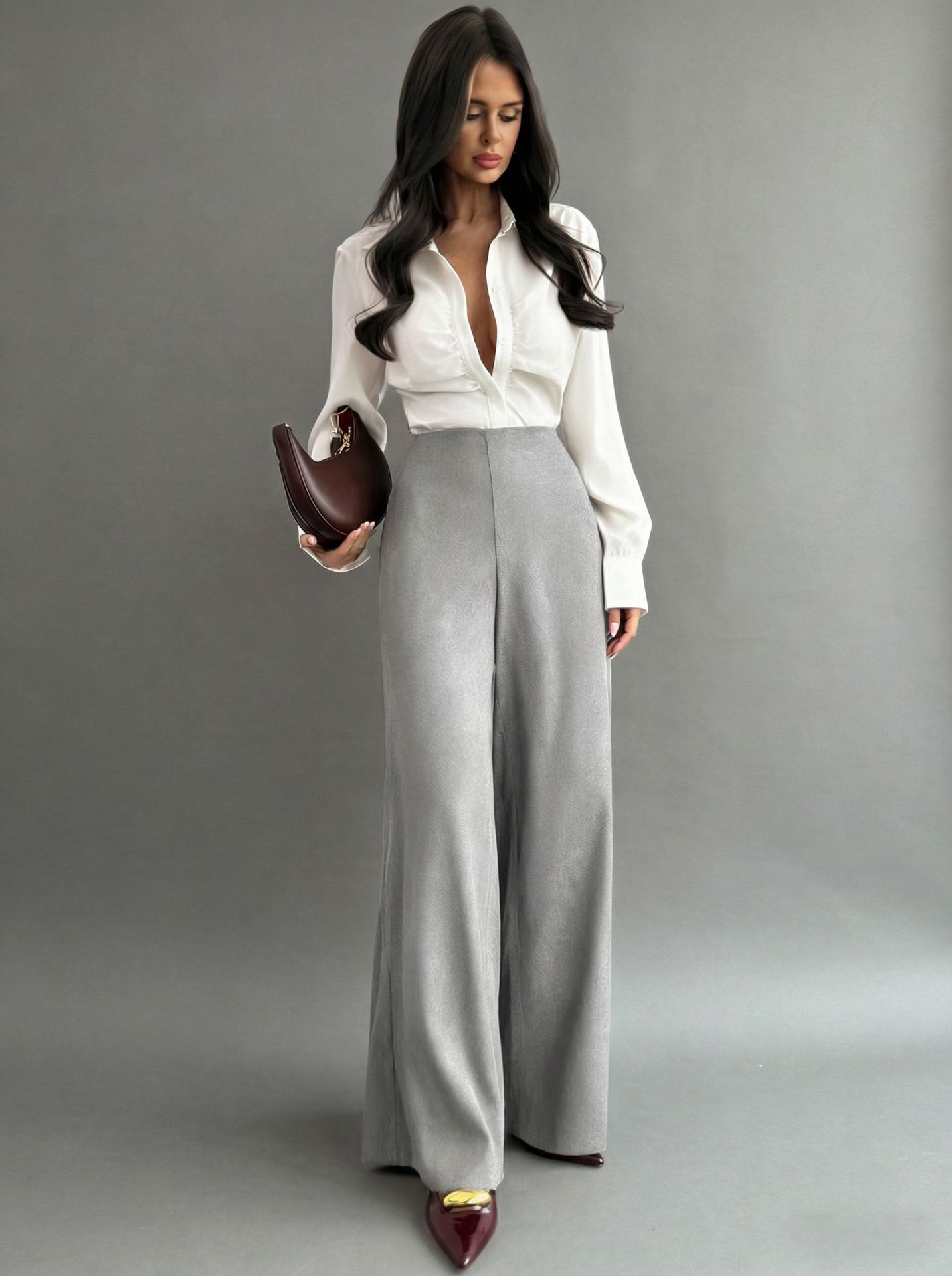 Womens Loose Straight-leg Casual Pants