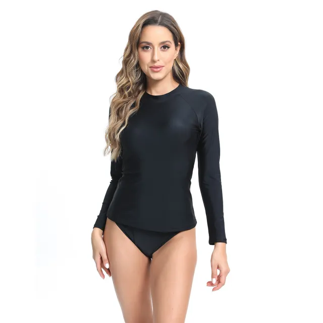 Split Swimsuit Long Sleeve Sunscreen Zipper Surfing Suit Black - Shop at LoveMi