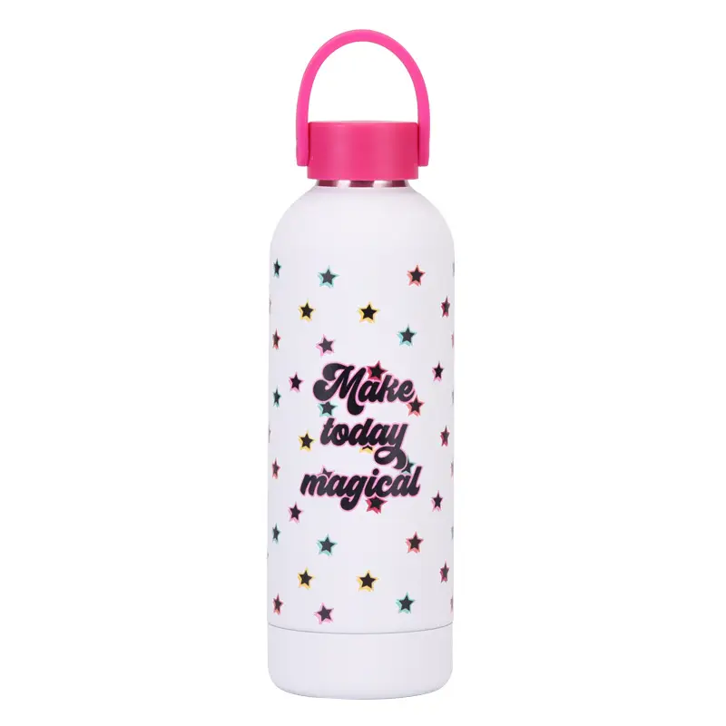 500ml Double-layerd Stainless Steel Insulation Mug Portable Handle Student Children Outdoor Sports Water Bottle