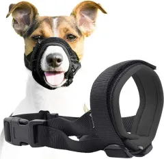 Pet Dog Mouth Cover More Sizes Muzzles Seam Dog Mouth Cover Breathable Anti-bark - Black - View 1