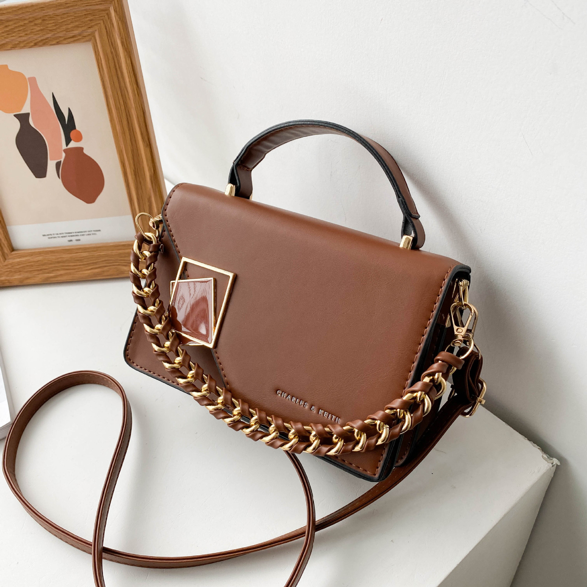 Chain Shoulder Crossbody Bag Handheld Small Square Bag