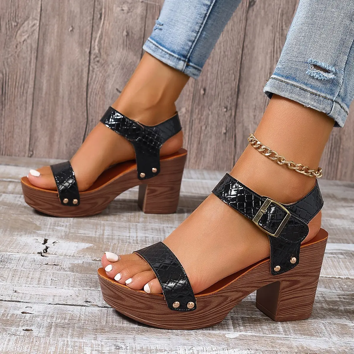 Women's High-heeled Sandals Strap Peep Toe