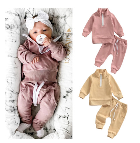 Men's And Women's Clothes For Babies Candy-colored Zipper Collar Autumn Suit