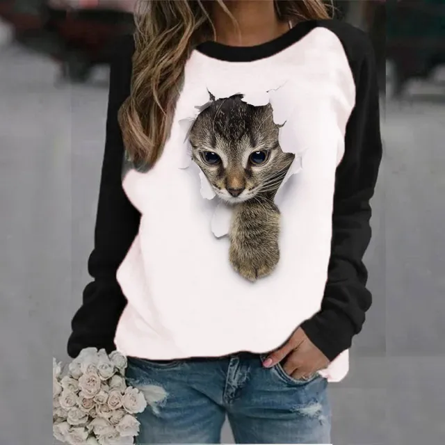 Animal Letter Printed Crew Neck Sweatshirt 6 Colors Xxxl - Shop at LoveMi