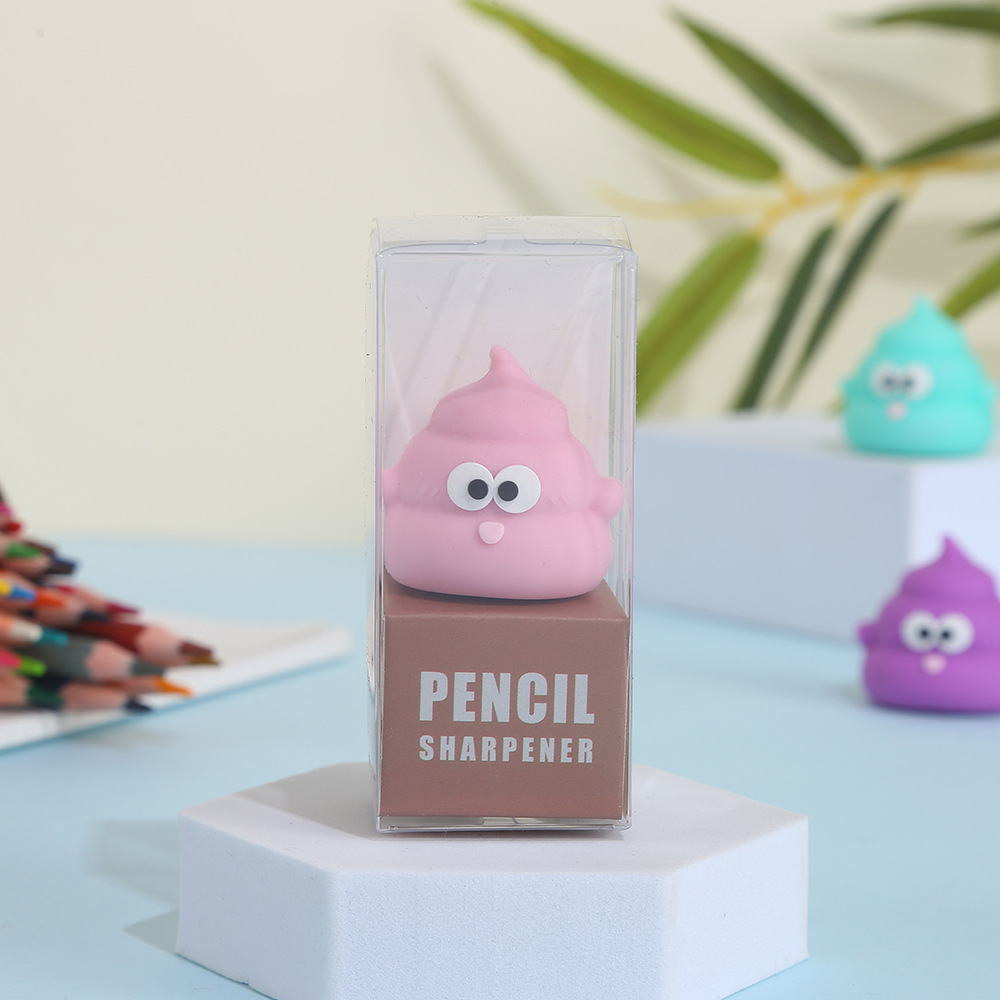 Cute Poop Pencil Sharpener For Pupils Mini Cartoon PVC Soft Glue Pencil Sharpener