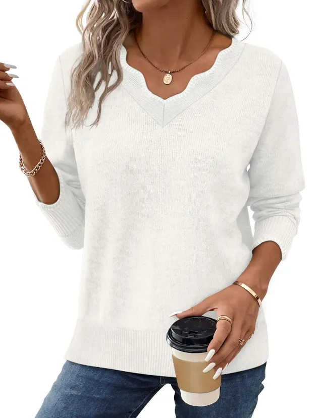 A Fashionable And Versatile Women's Pullover Top White - Shop at LoveMi
