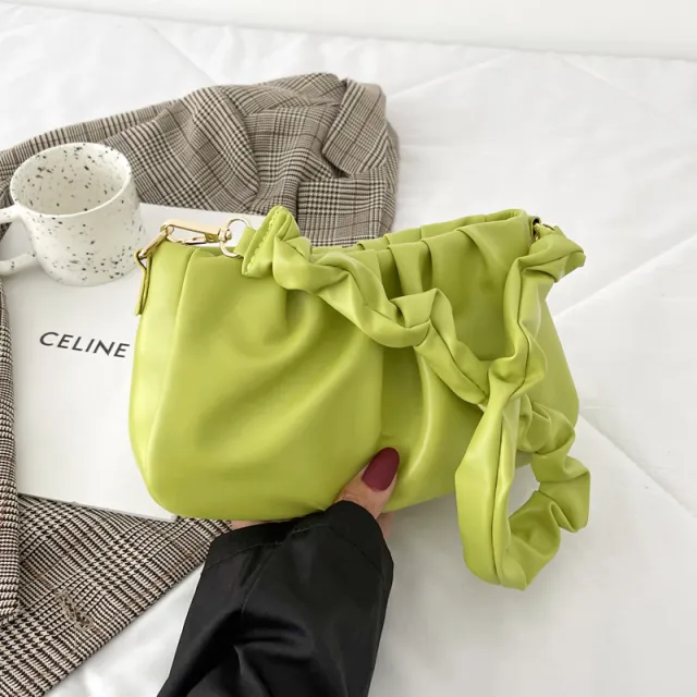 Fashionable Pleated Cloud Casual Fashionable Simple Texture Underarm Shoulder Bag Green - Shop at LoveMi