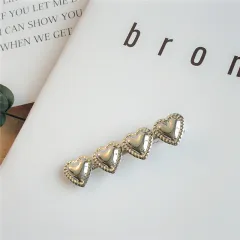 South Korea Retro Japanese French Online Sensation Heart Duckbilled Hair Clip - Four Hearts Silver - View 1