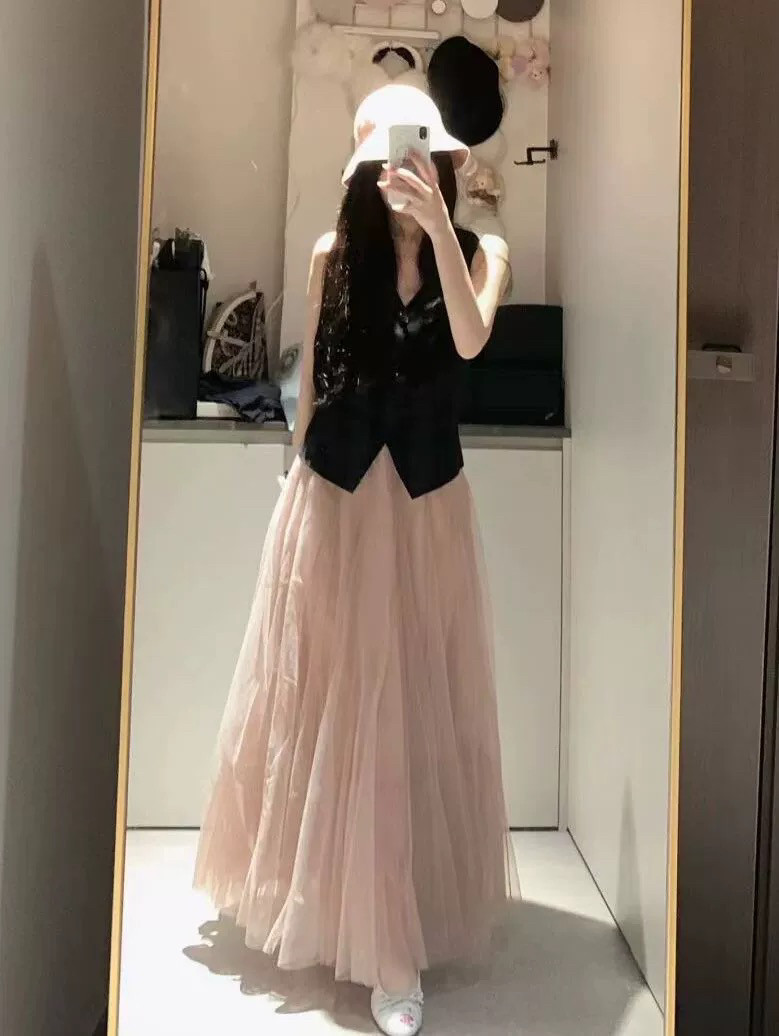 Women's High-waisted Niche Mid-length Mesh Skirt 3