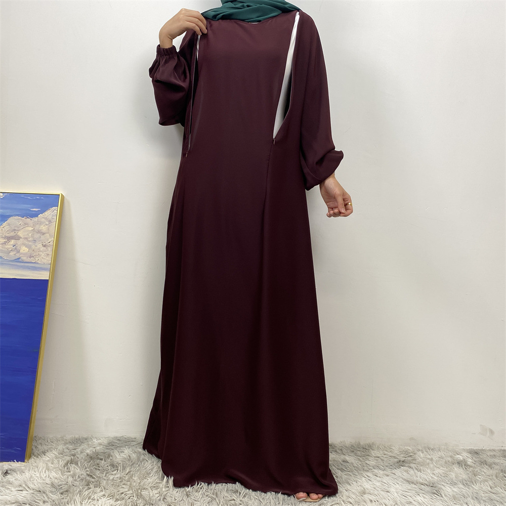 Fashion Nursing Clothes Muslim Long Sleeve Slim Fit Dress