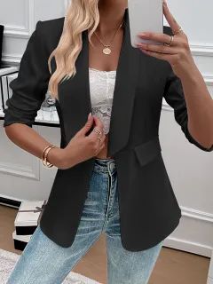 European And American Autumn And Winter Long Sleeves Women's Slim Top - Black - View 1