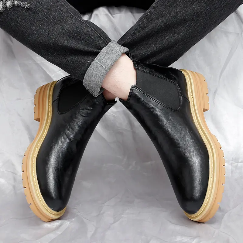 Trendy Thick-soled Work Boots Retro British Style