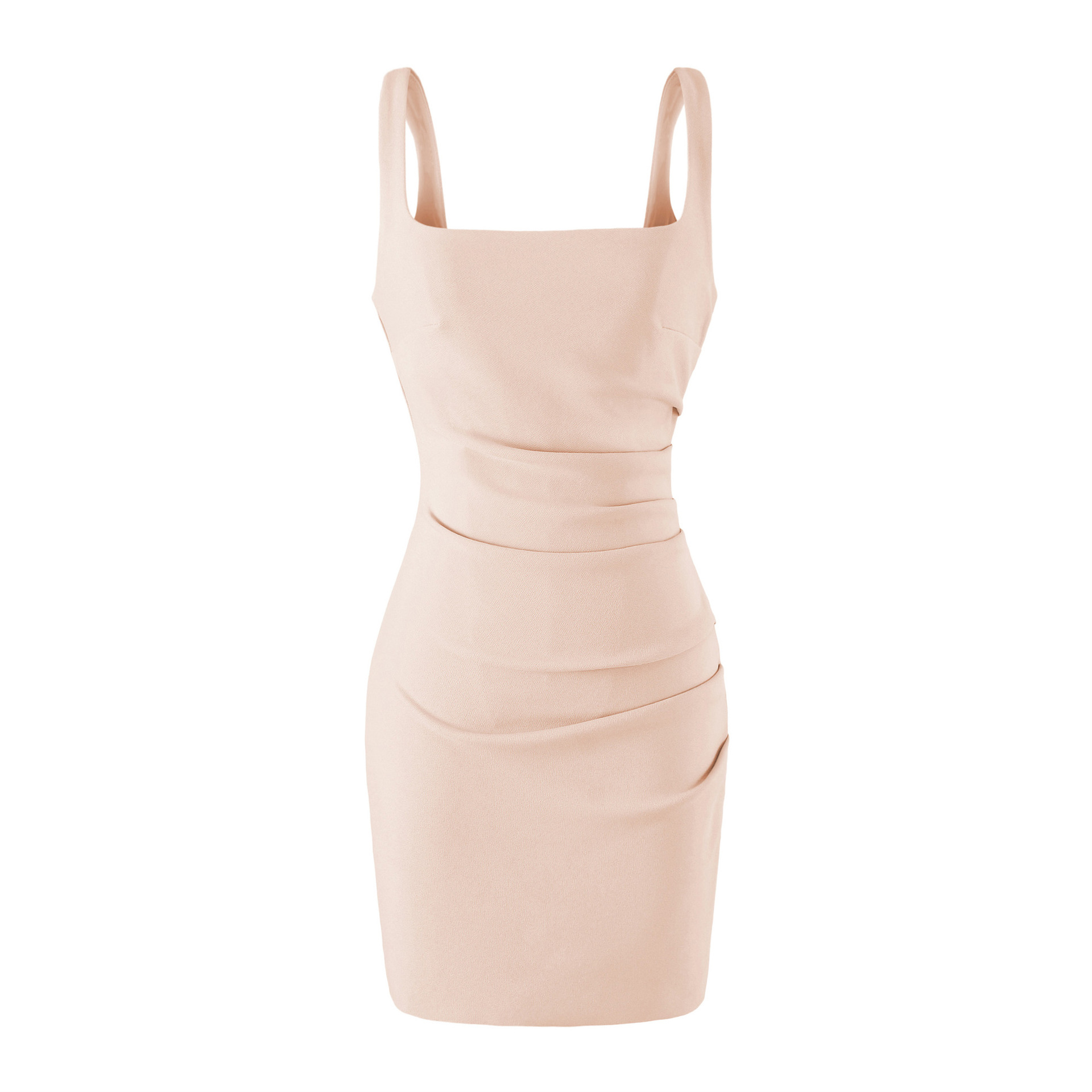 Womens Summer New Solid-Color Square-Neck Strap Bodycon Dress
