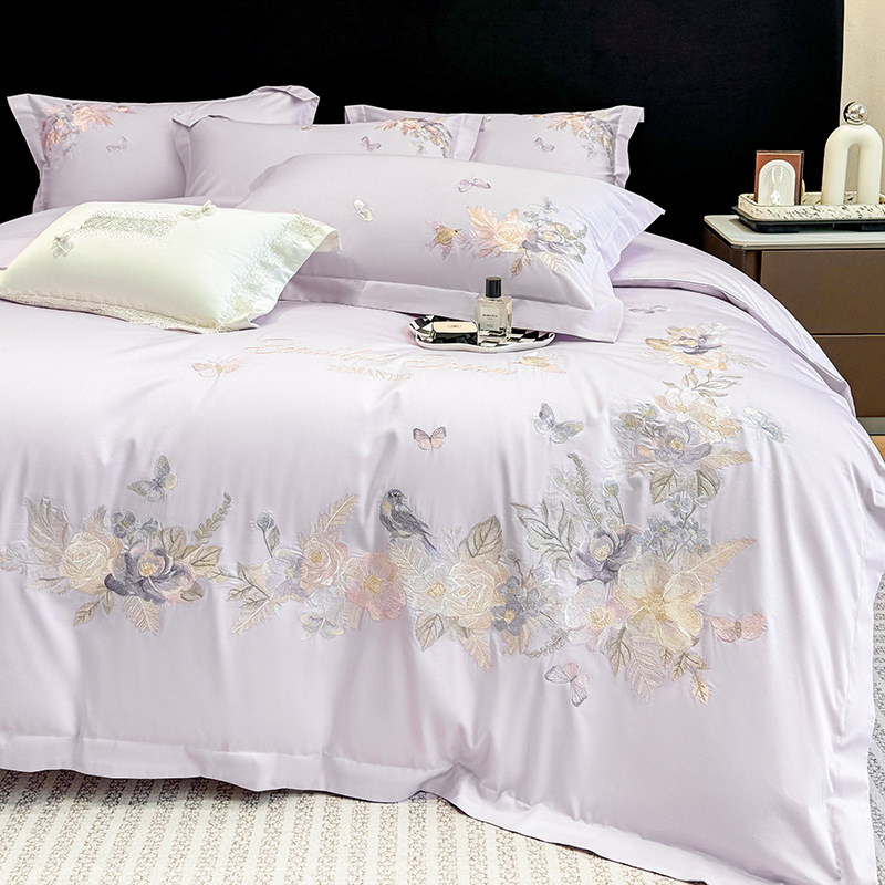 Embroidered Floral Four-Piece Bed Sheet Set, picture 4 of 4
