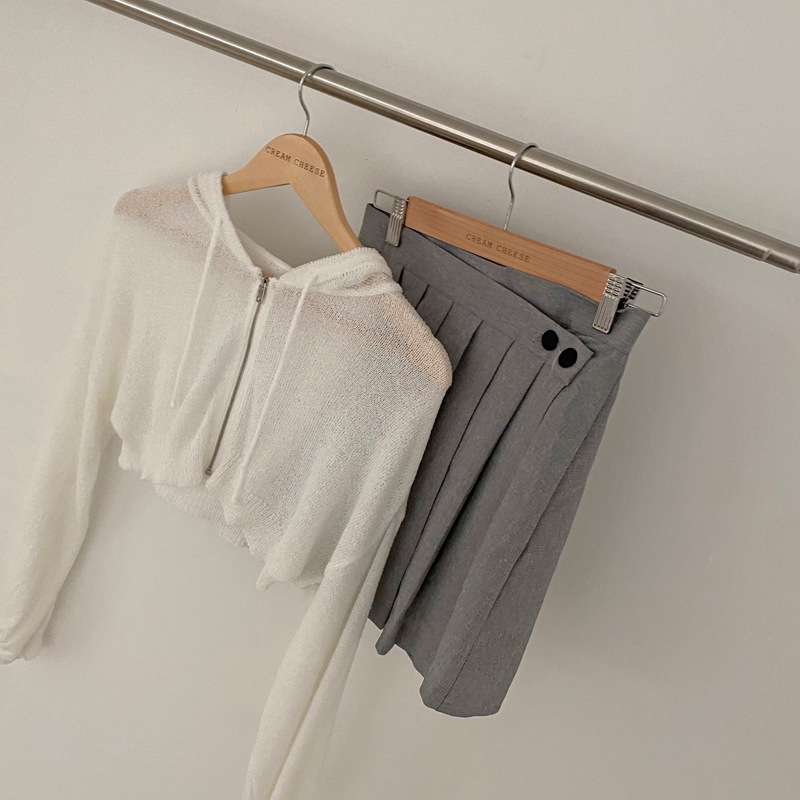 Hooded Short Lightweight Sweater Zip Long Sleeve Coat