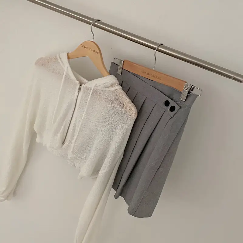 Hooded Short Lightweight Sweater Zip Long Sleeve Coat