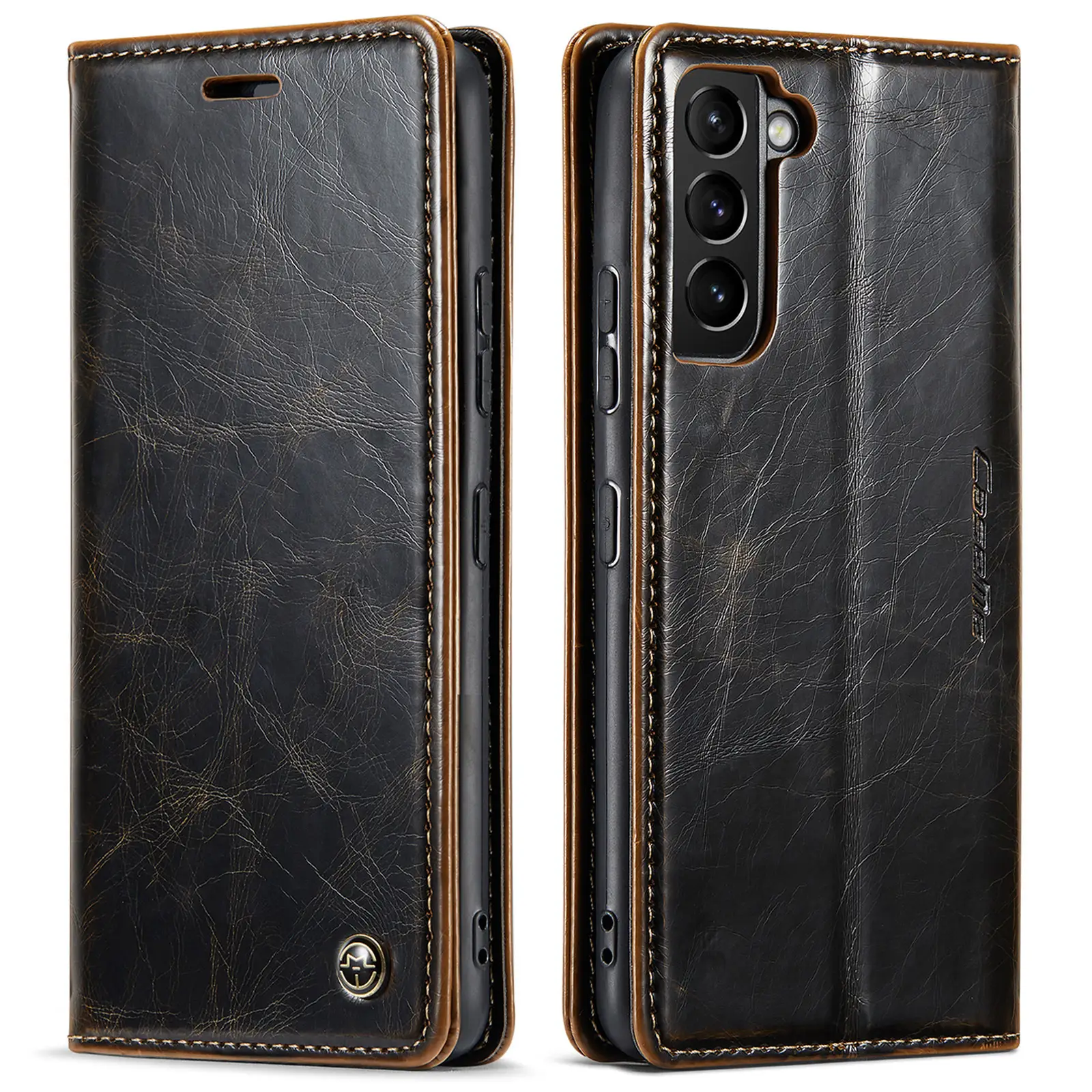 Crazy Horse Pattern Phone Case Card Flip A55 Mobile Phone Leather Case