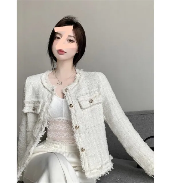 Short Chanel Coat Women's Multi button Top White - Shop at LoveMi