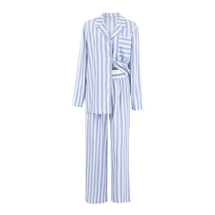 Striped-print Long-sleeve Pajama Set With Long Pants 3