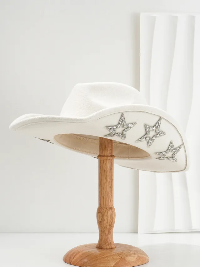 Woolen Felt Western Denim Top Hat Party Hat White - Shop at LoveMi