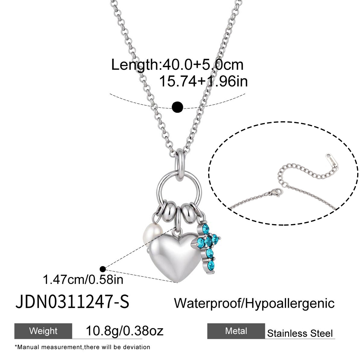 Collier Cœur Zircon Acier Titane — Pendentif Doré pour Femme 6