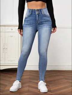 Women's New Fashion Jeans High Elastic Tight Jeans - Blue - View 1