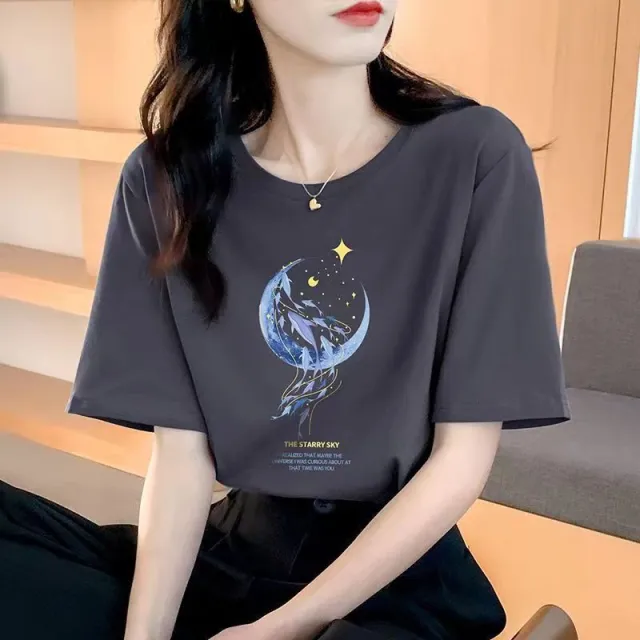 Loose New Short Sleeve T shirt For Women Gray - Shop at LoveMi