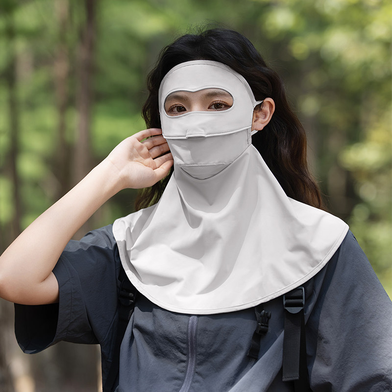 Full-Face Sun Protection Womens Thin Ice-Silk Neck-Protecting One-Piece Mask