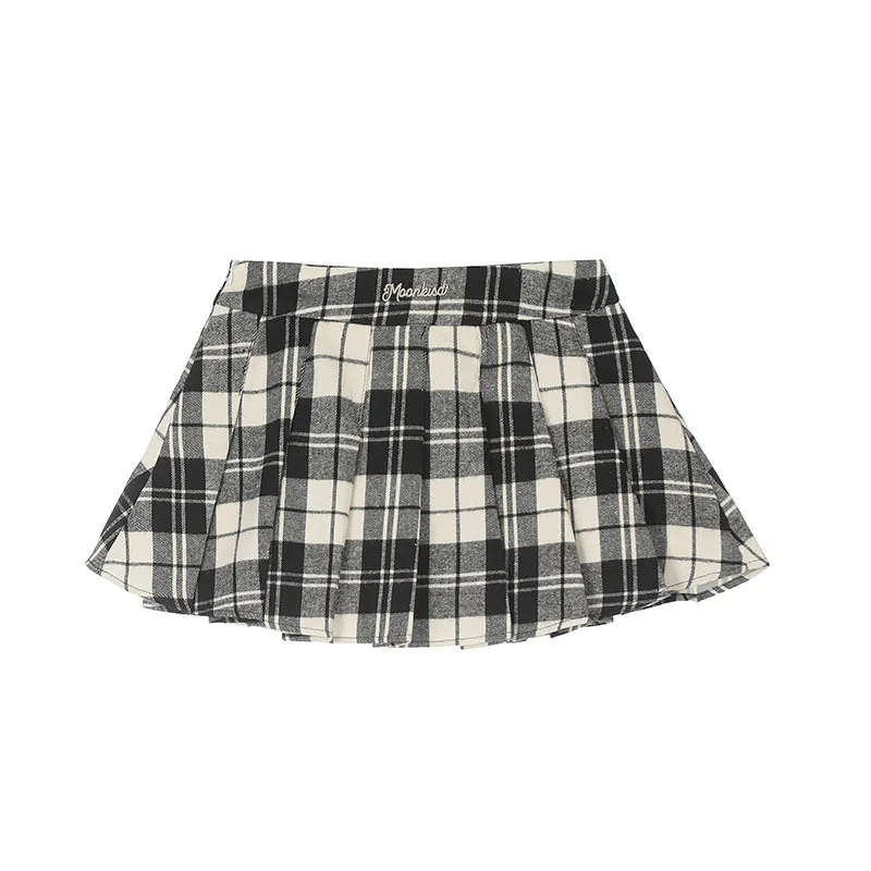 TKPA American Retro Plaid Skirt - Black