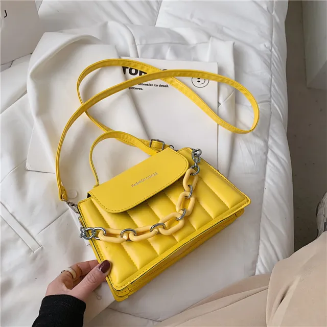 Women's Fashion Chain Crossbody Shoulder Bag Yellow - Shop at LoveMi