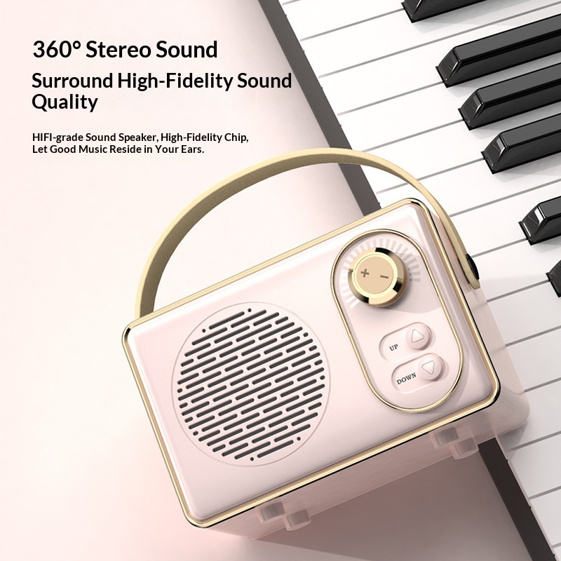 Portable Vintage Bluetooth Speaker With Powerful Bass High Quality Sound