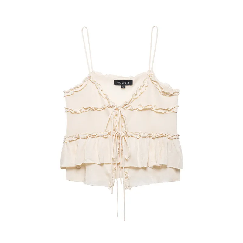 European And American Style Pure Color Ruffles Knitted Top - Picture Color-S