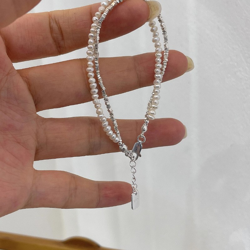 Elegant Double-layer Winding Small Pieces Of Silver Pearl Bracelet