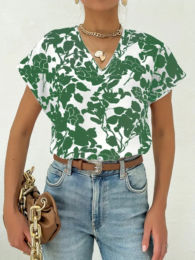 Summer Casual Short Sleeve T shirt Top Women Green - Shop at LoveMi
