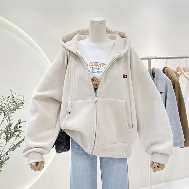 Women's Hooded Sweater Autumn And Winter Simplicity Apricot Thin - Shop at LoveMi