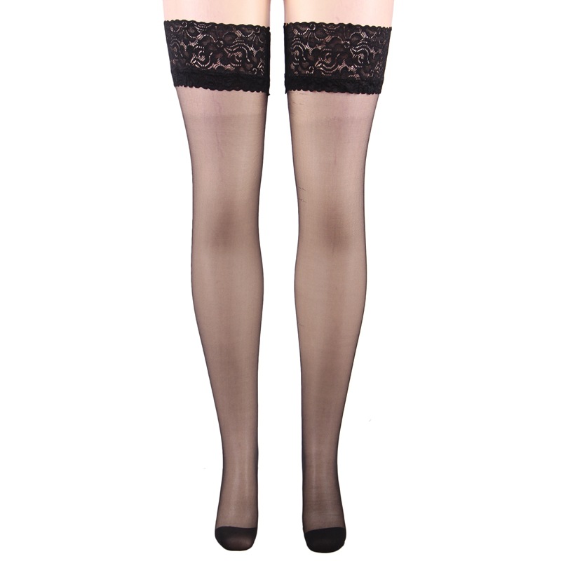 Title 2, Wide Lace High Tube Sling Womens Stockings Sil...