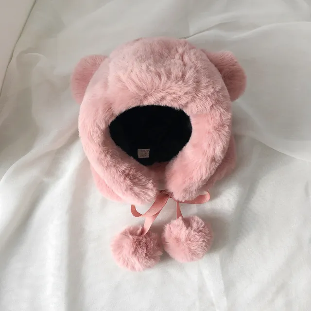 Female Autumn And Winter Sweet Cute Earmuffs Hat Lotus Pink - Shop at LoveMi
