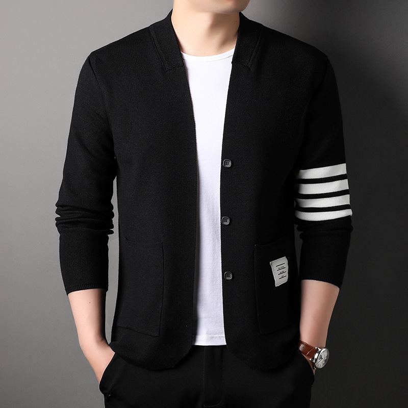 Men's Long-sleeved V-neck Slim-fit Cardigan Spring And Autumn Fashion Casual Jacket