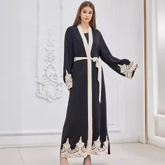 Fashion Embroidered Robe Turkey Casual Cardigan Dress Women - Red - View 1