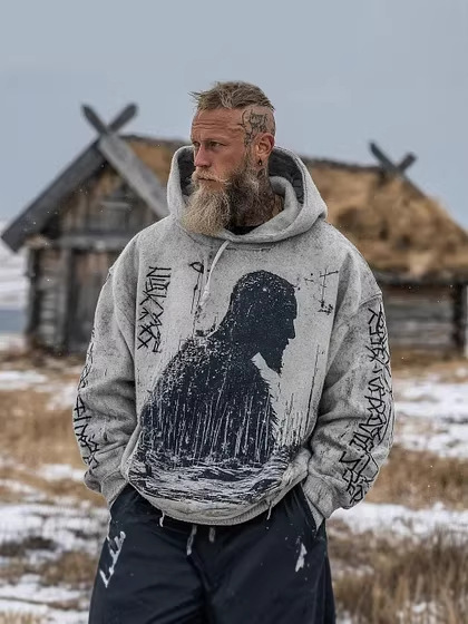 Men's Casual Printed Hoodie With No Pockets