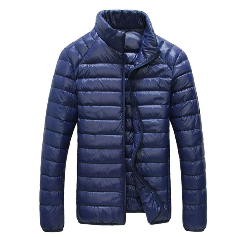 Title 2, Mens lightweight down jacket with stand collar...