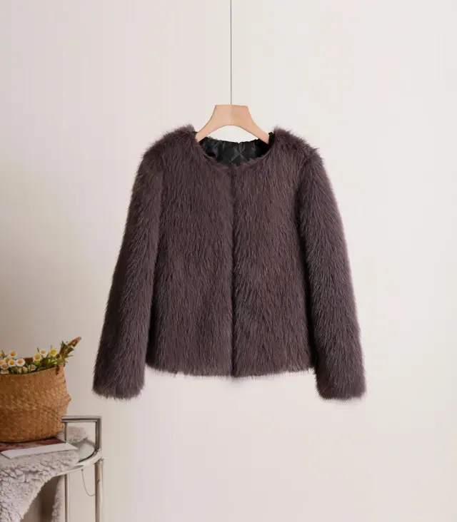 Autumn And Winter Solid Color Women's Short Coat Coffee - Shop at LoveMi