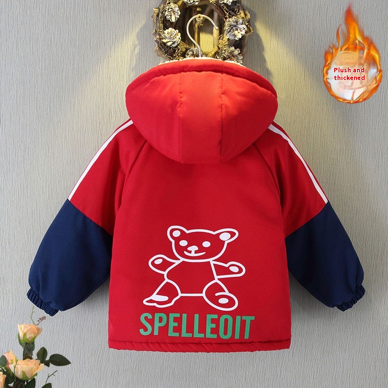 Bear Fleece Padded Coat Red