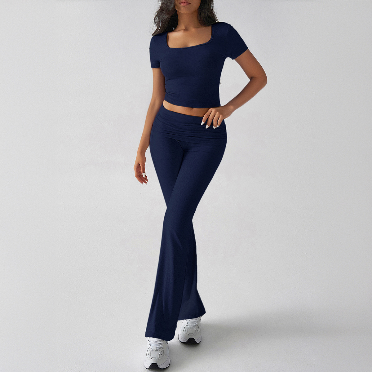 Sports Navel T-shirt Long Pants Suit Women's Clothing