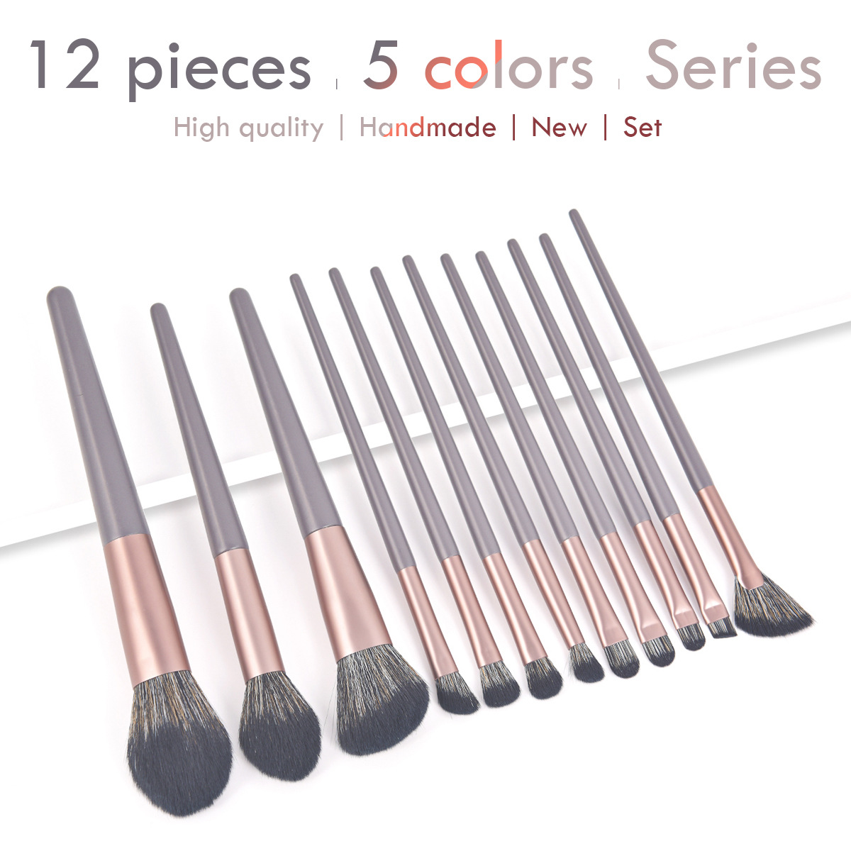 12-piece Makeup Brush Set With 4 Colors And A Makeup Bag