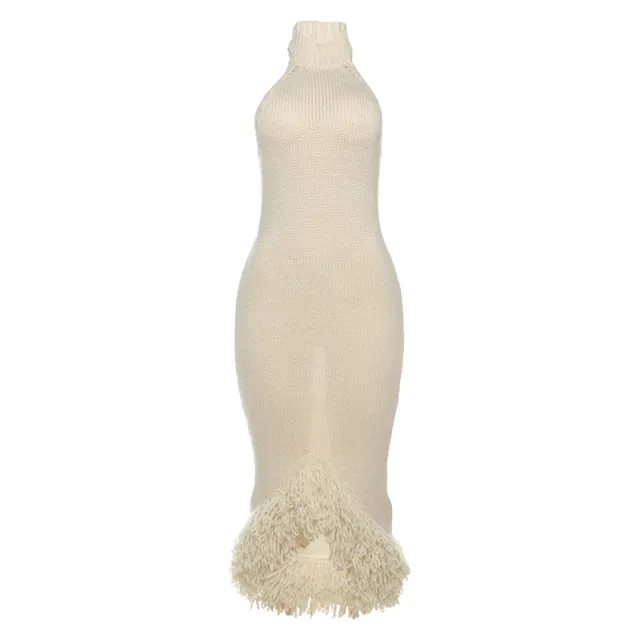 Sexy Holder Backless High Waist Slimming And Tight Dress Apricot - Shop at LoveMi